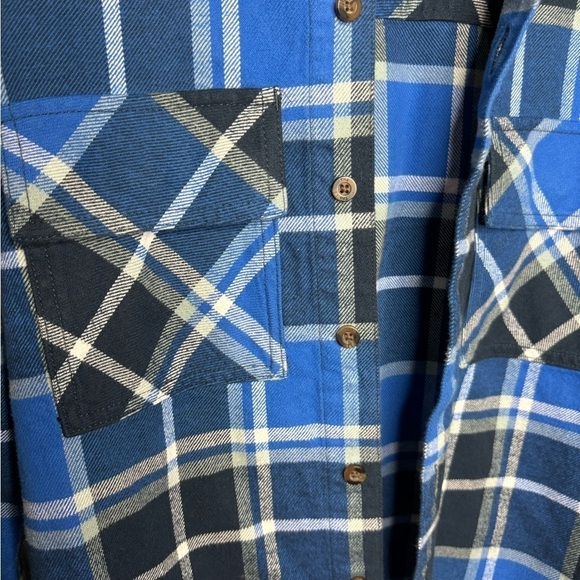 Aritzia TNA Oversized Blue Long Sleeve Flannel Organic Cotton - Picture 6 of 14